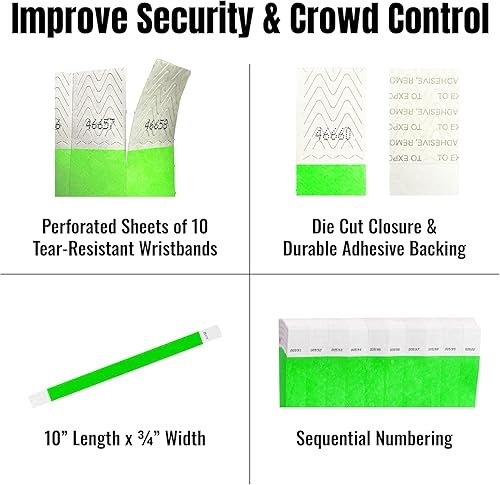 Miniatura 7 de Tyvek - Pulseras personalizadas de 34 de pulgada para eventos - Personalizadas con imagen o logotipo (tipo papel)