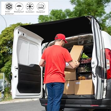 Rear Barn Door Awning Cover, 210D Heavy Duty Oxford Fabric Large Size Waterproof Sun Shade Cover Fit for VW T4 T5 T6 Transporter