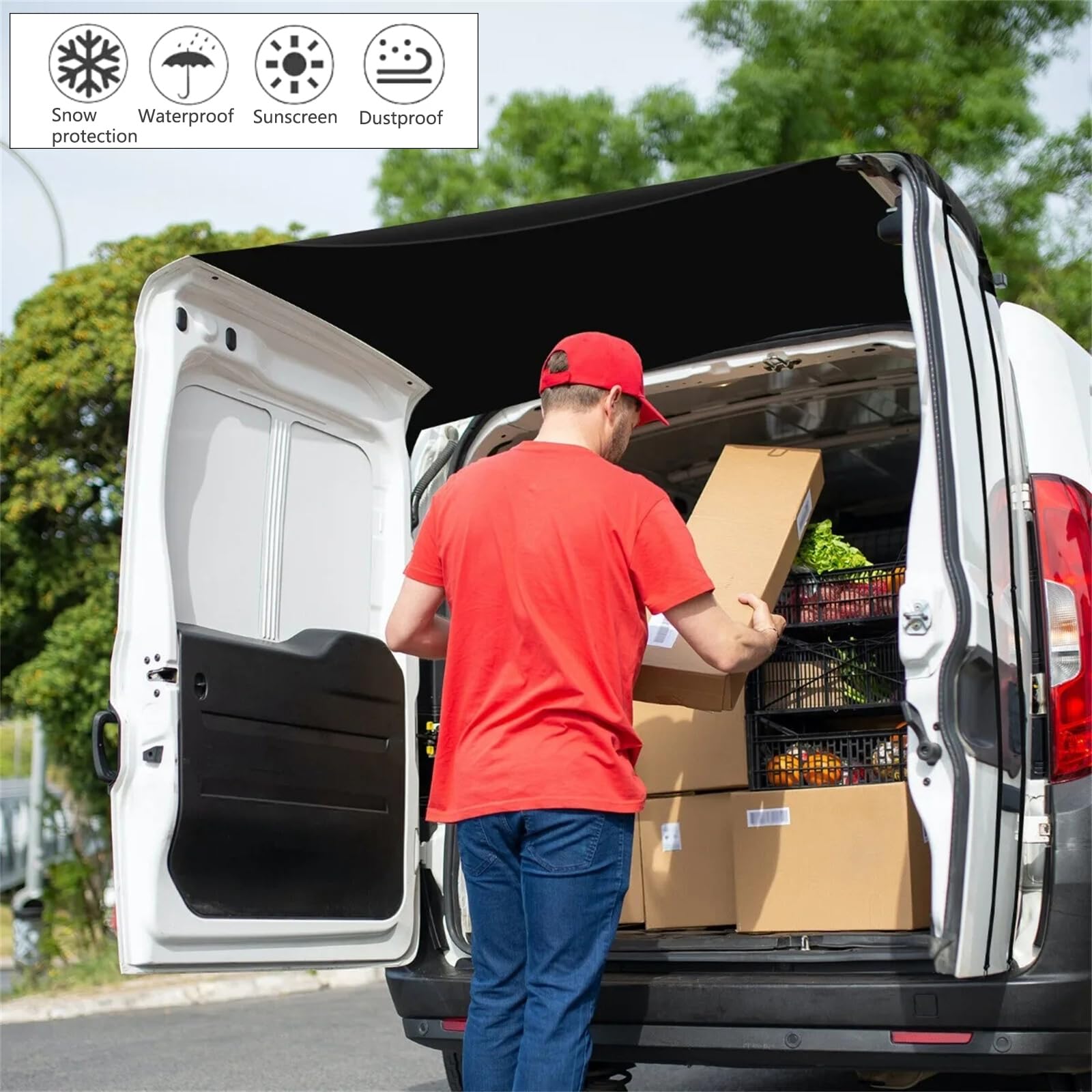 Auvent de porte arrière de grange en tissu Oxford 210D très résistant - Grande taille - Imperméable - Pour VW T4 T5 T6 Transporter