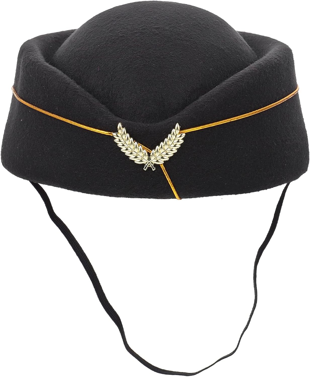 NUOBESTY Vintage British Stewardess Beret Hat, Felt Flight Attendant Cap Uniform Cosplay Accessories for Women Decor