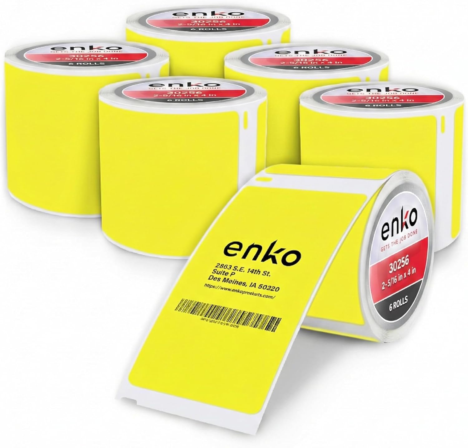 enKo [6 Rolls, 1800 Direct Thermal Labels] Yellow Colored Compatible for Dymo 30256 Label (2-5/16 x 4") Use with Dymo, Rollo Thermal Printer as Shipping & Mailing Labels