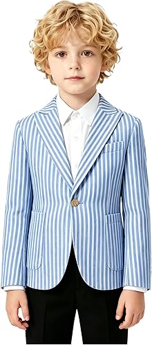 Big Boys Blazer Blue Suit Jacket Slim Fit Casual Outerwear School Uniform Jacket