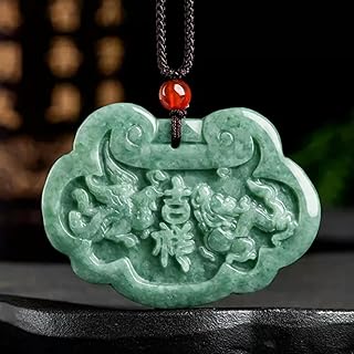 Colgante de jadeíta de Grado A Natural para Hombres y Mujeres con Cerradura de Ruyi, dragón y fénix