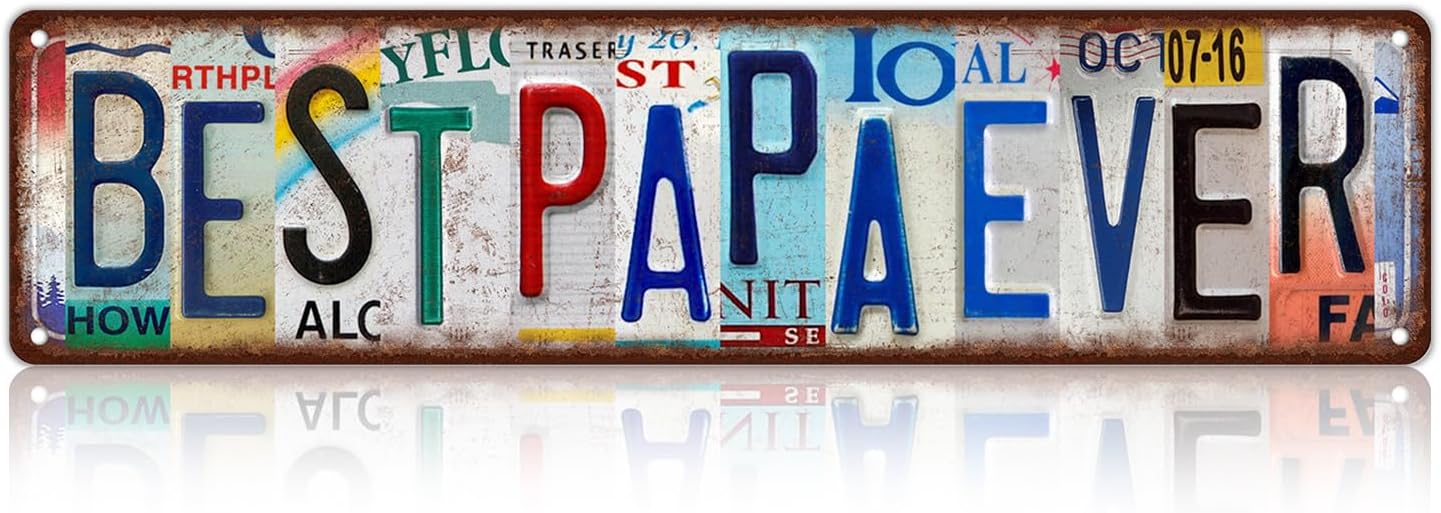 Vintage Best Papa Ever Street Sign Wall Decor Metal Tin Signs Gift for Father