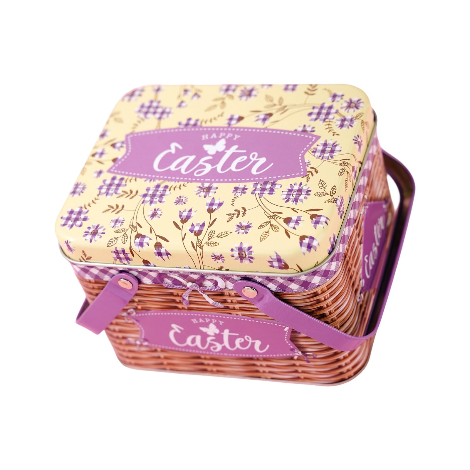 Buxuaaaa B Decorative Easter Tin Ox For Cookie And Iscuit Storage Handled Container Easter Tin Ox Decorative Storage Party Candy With Handle Tinplate Holiday Decor Ideas Asket Alternative Party Favor Home
