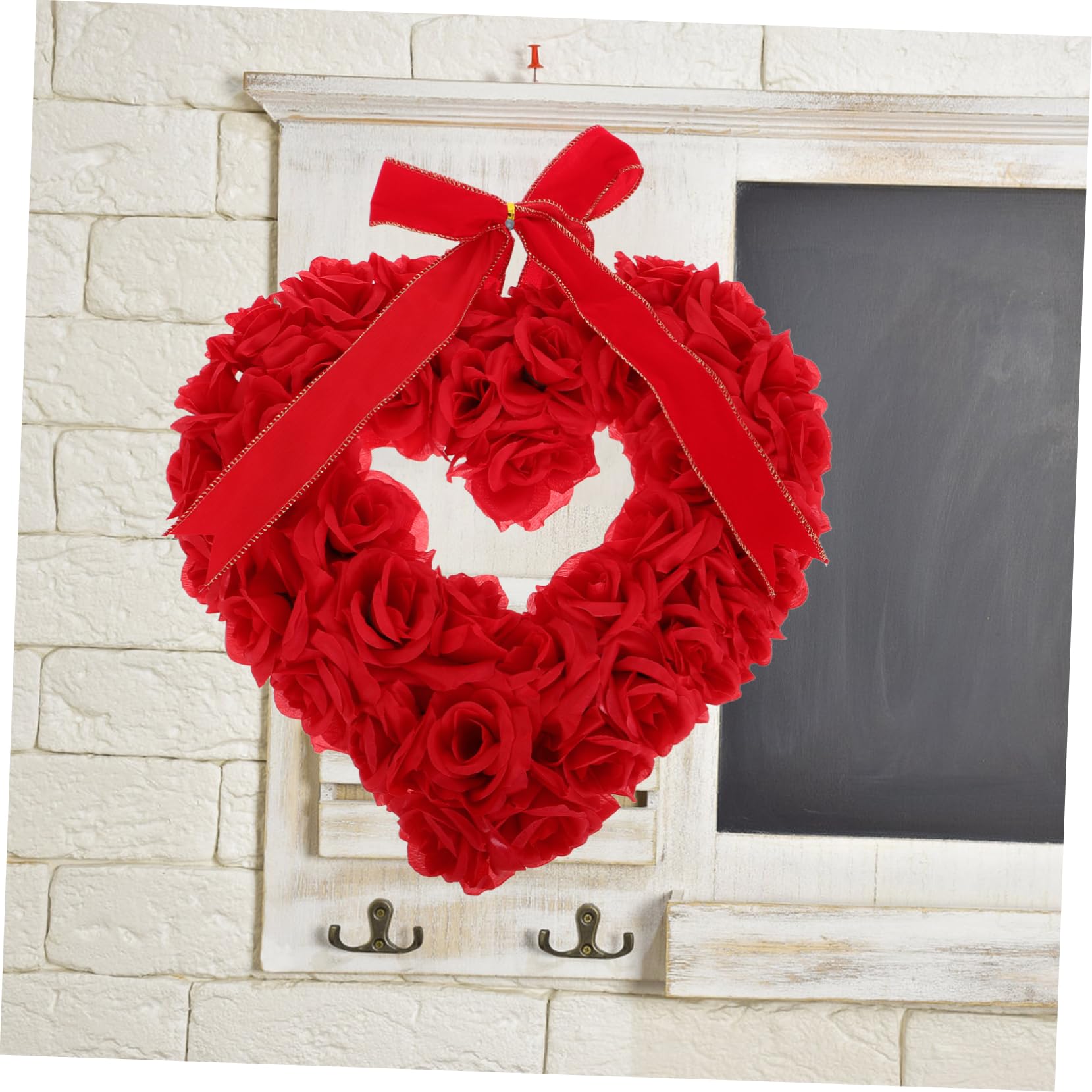 SOLUSTRE Guirnalda de Corazón con Rosas para San Valentín Decoración Romántica Colgante para Bodas Fiestas y Acogedor Puertas y Paredes