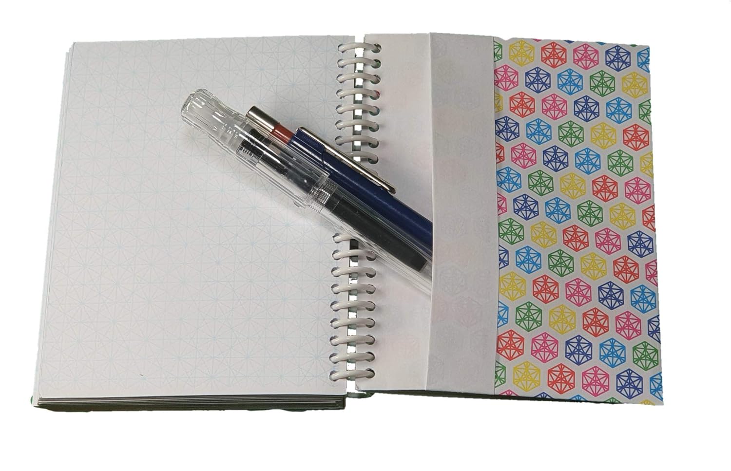 HEXAGRAPH Spiral Notebook 4.24in X 5.5in. 200 pages, 100 sheets 90GSM. With Pocket      Unknown Binding