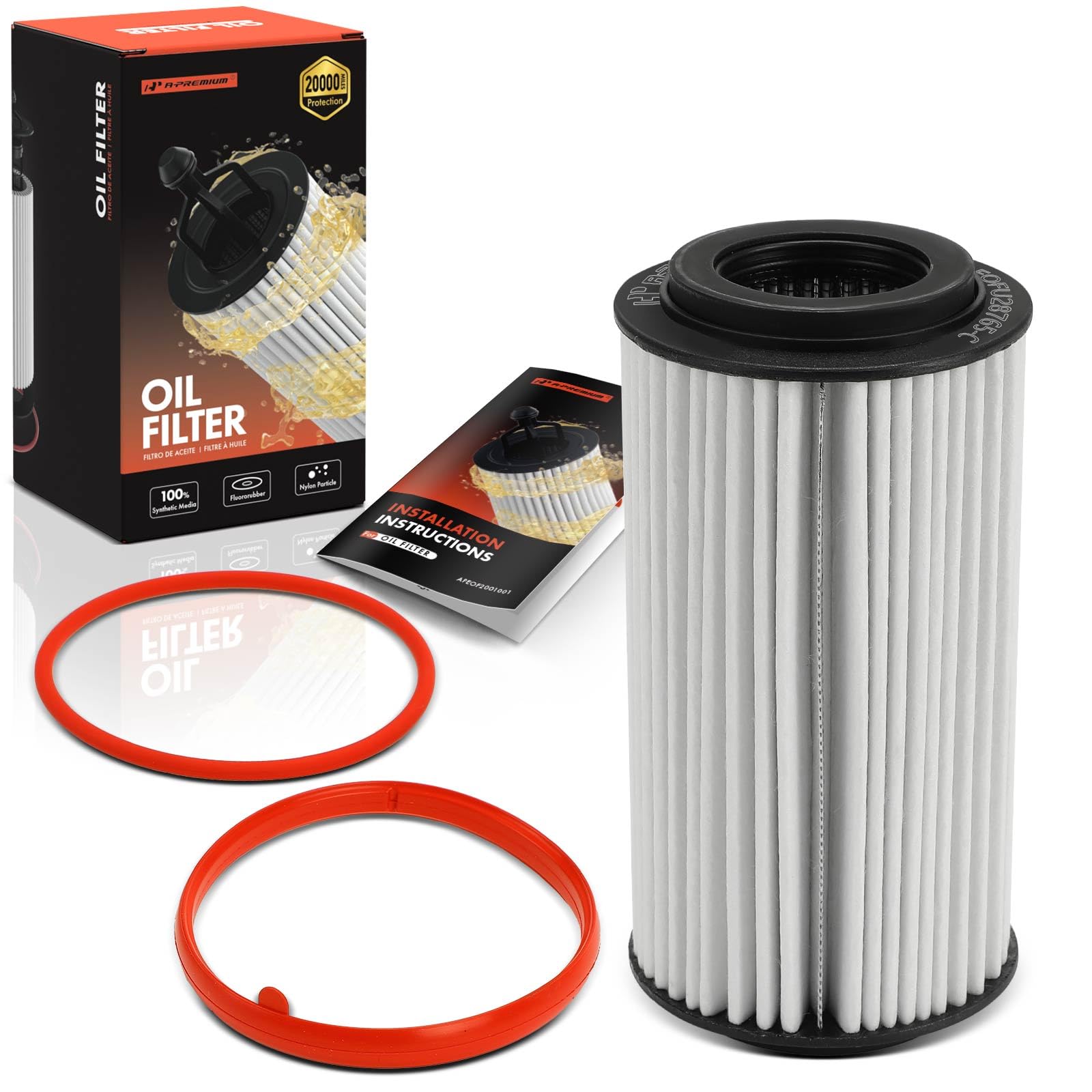 A-Premium 20K Miles Upgrated Protection Oil Filter Compatible with Volkswagen & Audi Models - Jetta, Passat, Golf, A4, Beetle, A3, Eos, GTI, TT, A4