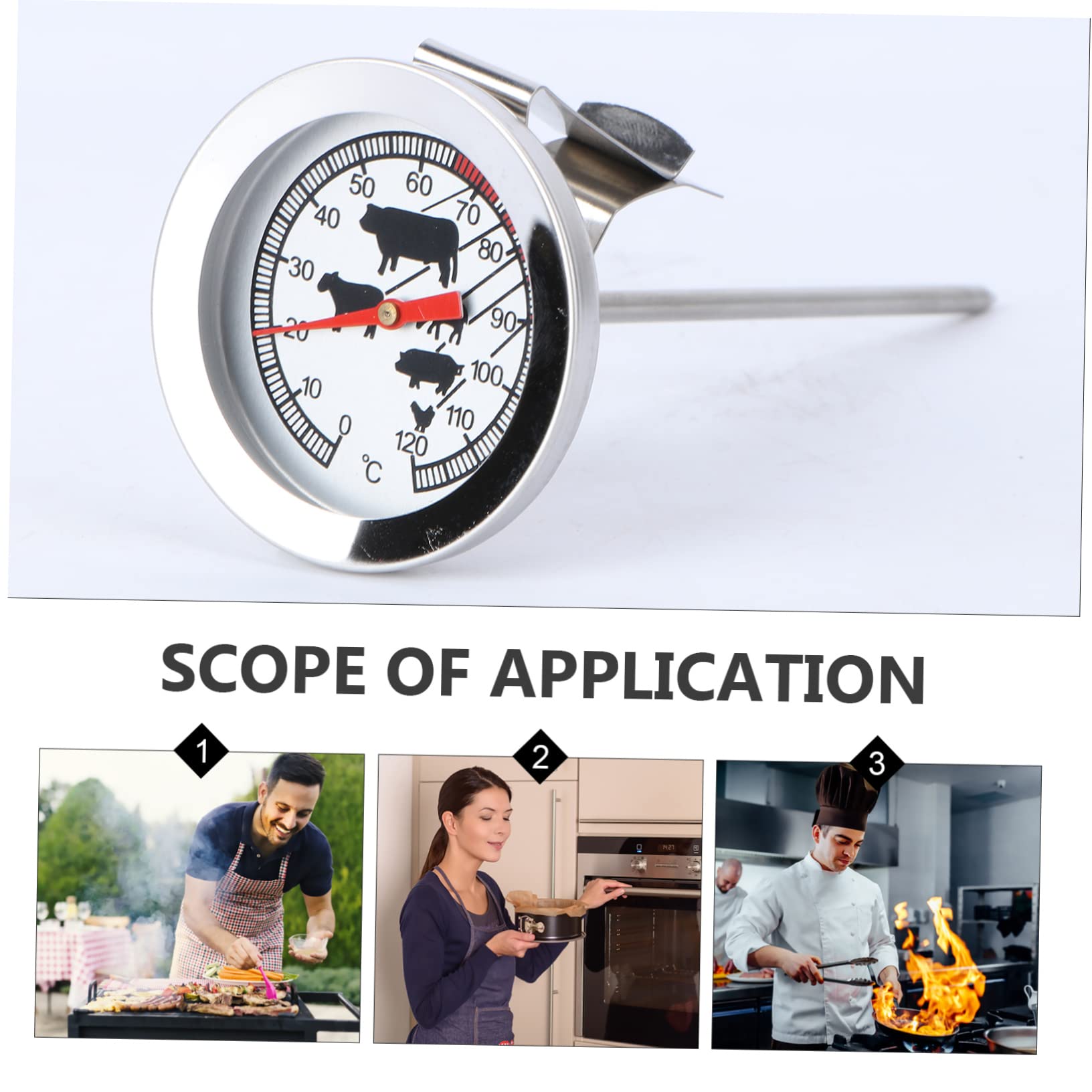3 Piezas Termómetro Bimetálico Parrilla De Comida Cocina Parrillas Para Asar Carne Termómetro De Carne a La Parrilla Termómetro Para Carne Termómetro Wifi Acero Inoxidable MAGICLULU