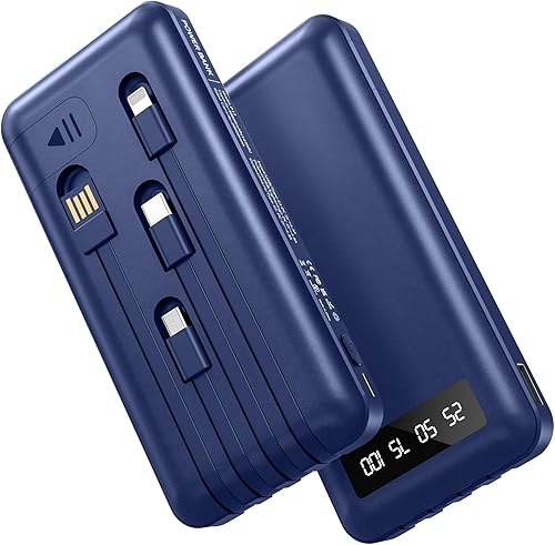 Cargador portátil con 4 cables incorporados