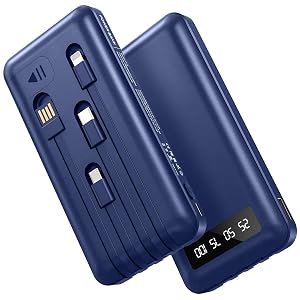 Portable Charger Power Bank with 4 Built in Cables 38800mAh 22 5W External Battery Pack USB C Fast