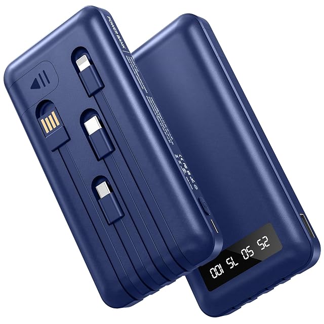 Portable Charger Power Bank with 4 Built in Cables 38800mAh 22 5W External Battery Pack USB C Fast