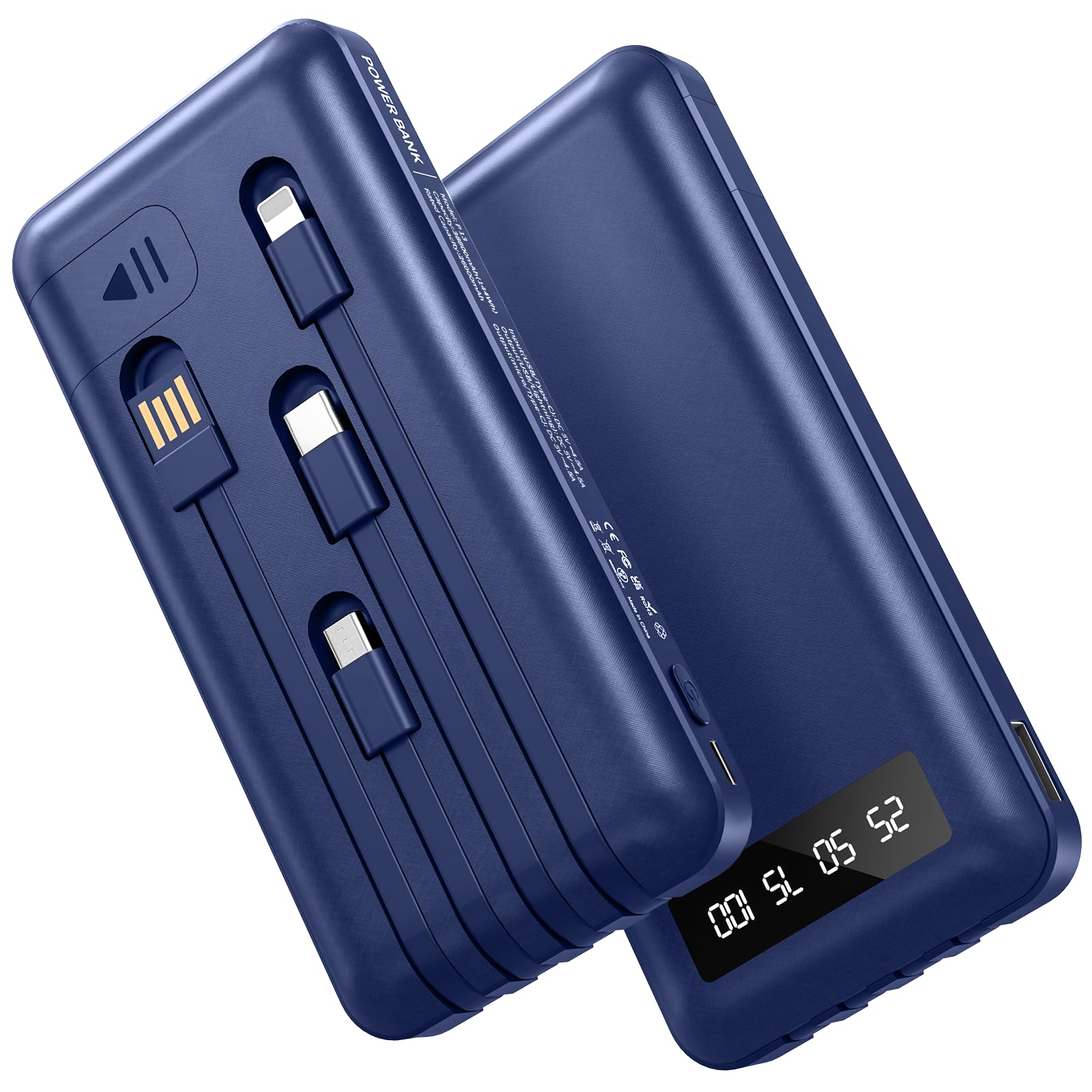 Portable Charger Power Bank with 4 Built in Cables 38800mAh 22 5W External Battery Pack USB C Fast