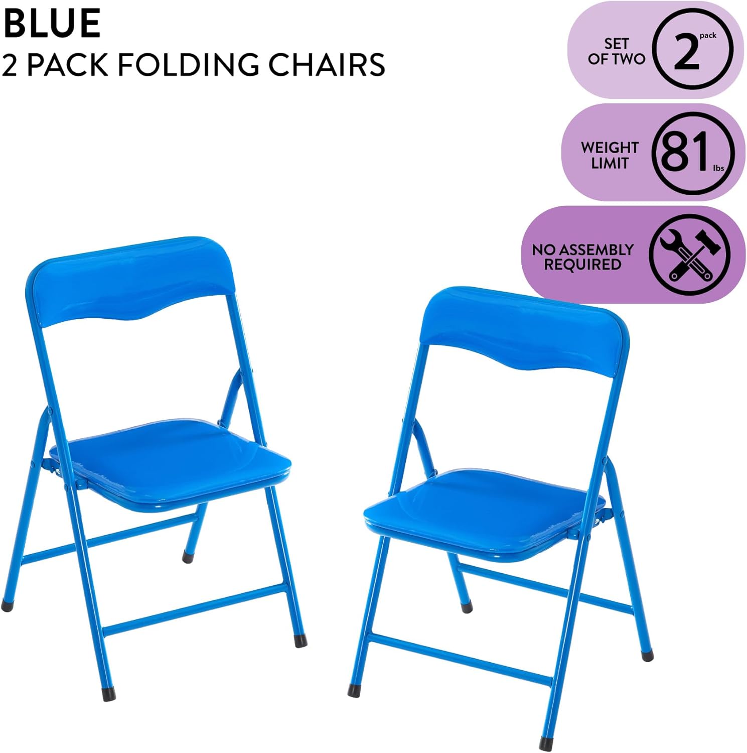 Heritage Kids Padded Folding Chair for Kids, Set of 2, Blue, Ages 3+