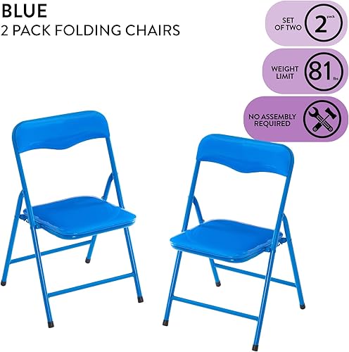Miniatura 4 de Heritage Kids Silla plegable acolchada para niños, juego de 2, azul, a partir de 3 años