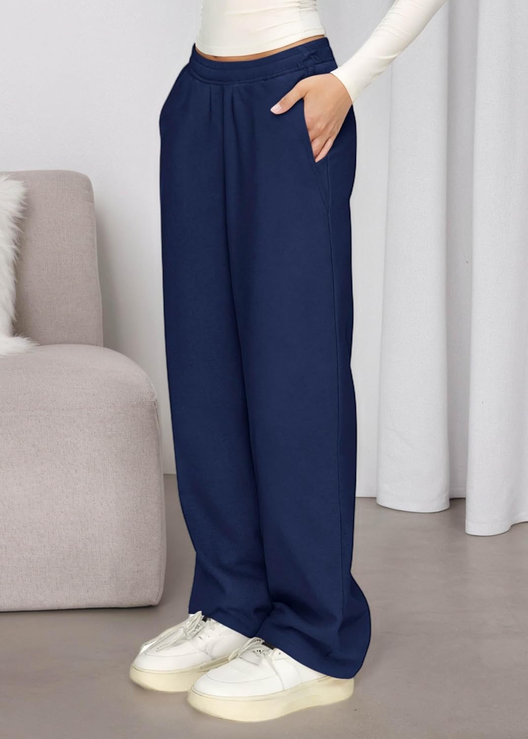 KIRUNDO Sweatpants Women 2025 Fall Baggy Wide Leg Lounge Pants Casual Elastic High Waisted Workout Joggers with Pockets - Image 6