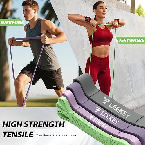 Miniatura 3 de LEEKEY Resistance Bands, Exercise Bands with Handles,Pull Up Assist Bands - Band Set with Door Anchor - Bands for Working Out,Band for Men and Women