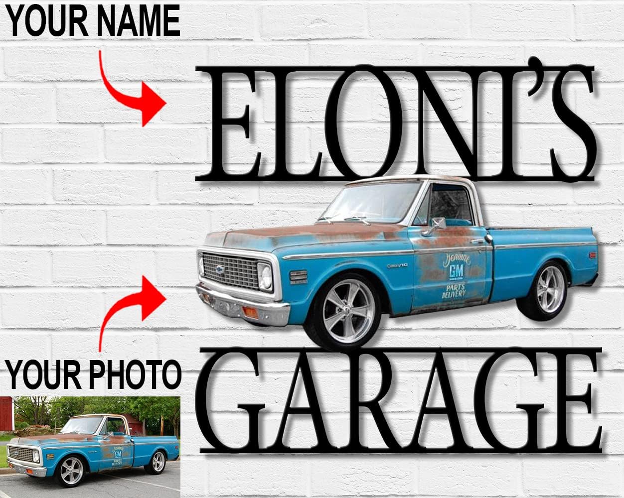 Personalized Photo and Name Hot Rod Metal Sign for Car Guys By Kool-Kool, Laser Cut, home decor, garage decor, birthday Xmas Father's day custom gift for Rat Rod Street Rod Vintage car Hot Rod classic Car Enthusiast. (Garana)