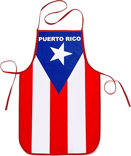 Miniatura 2 de Juego de cocina y barbacoa de Puerto Rico con delantal, guante de horno y agarradera con bandera puertorriqueña, Azul, rojo, blanco