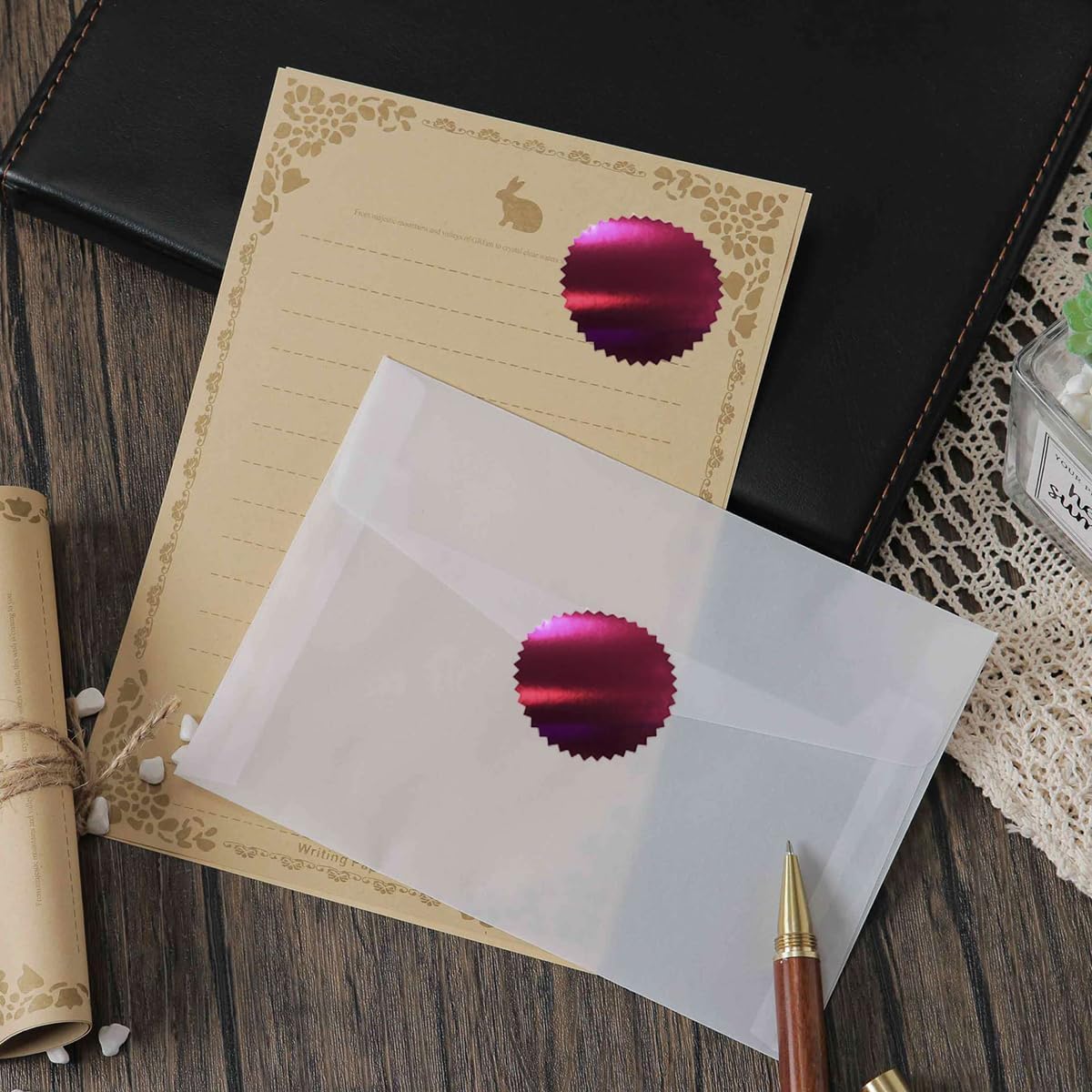 Embossing Stickers 2" Round Labels Rose Red Foil Blank Stickers Metallic Seals for for Certificates, Notary, Embossing, Awards, Corporate Seals, 250 (Pink Gold) - Image 5