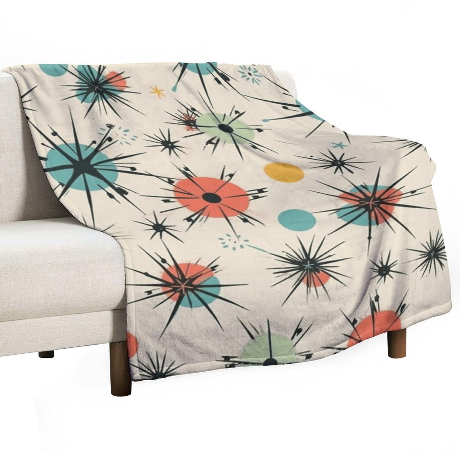 Couverture en flanelle motif étoiles atomiques 140x177 cm pour lit