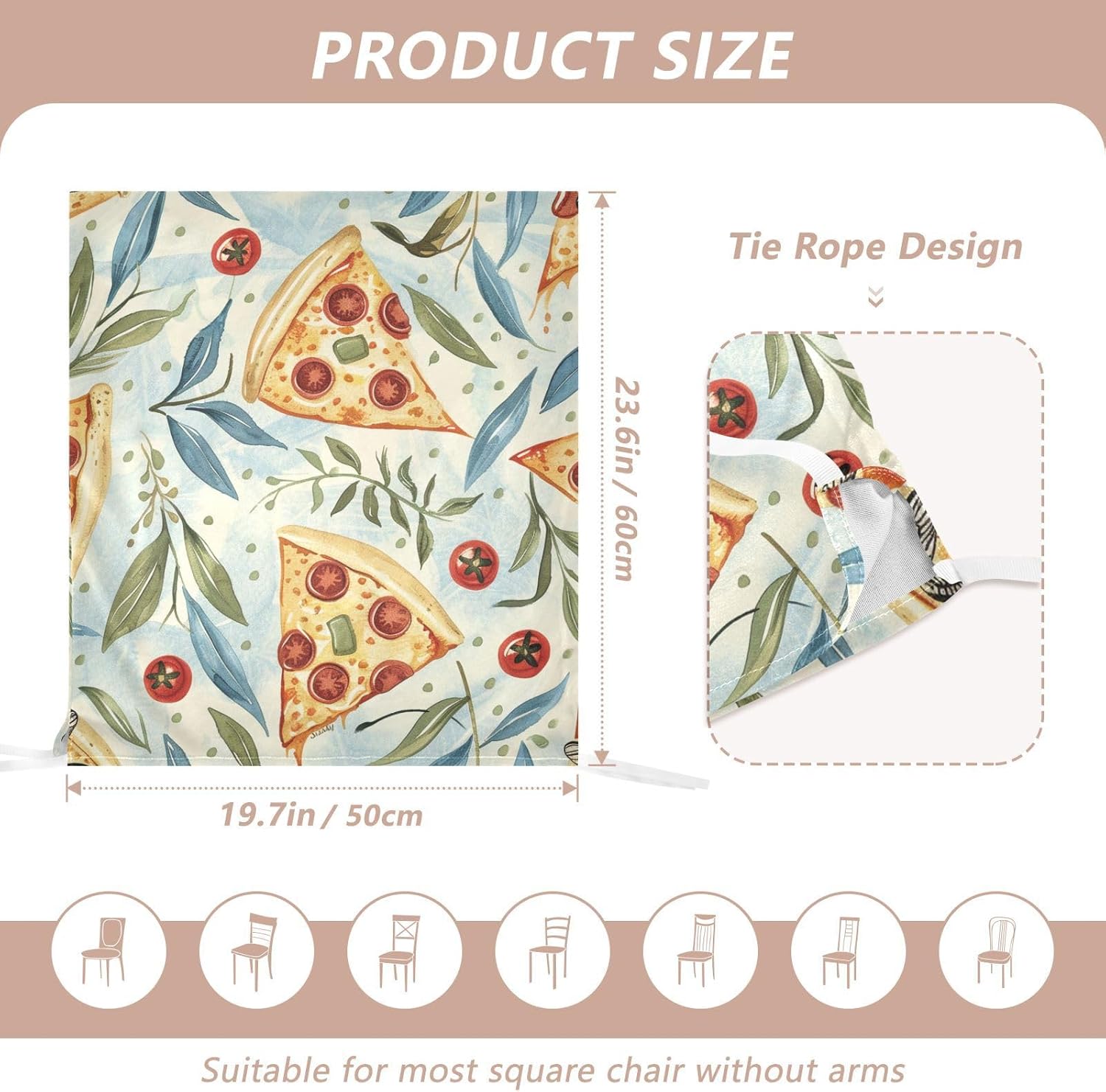 ALAZA Dragonfly Pizza Chair Back Cover Set of 6, Washable Reusable Removable Chair Slipcovers Decorative Chair Cover for Home Kitchen Wedding Party