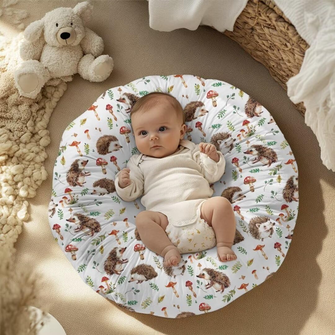 Hedgehog Strawberry Baby Lounger Cover for Newborn, Baby Nest CoverPortable Nest Sleeper Cover for Infant with Band for 0-24 Month Baby