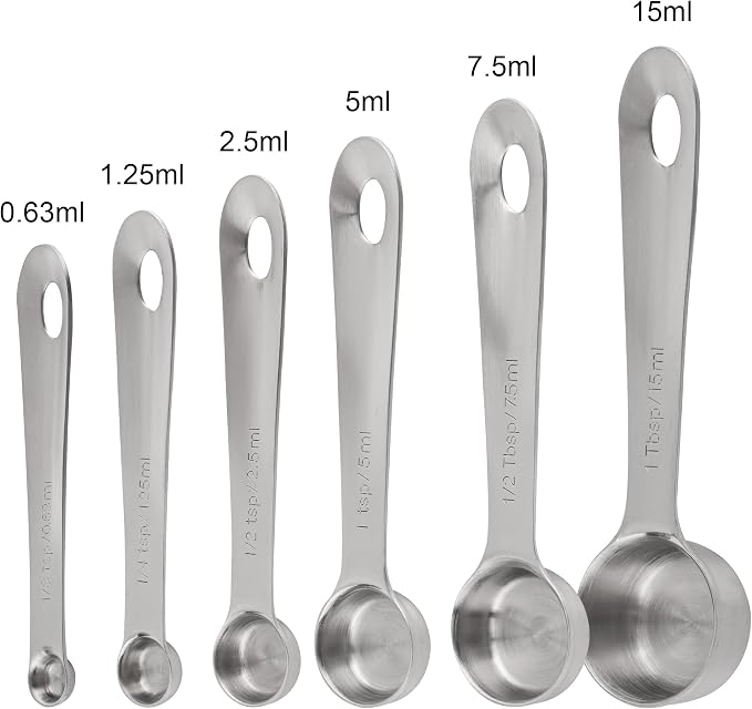 Set de tazas y cucharas medidoras de acero inoxidable 18/8, 13 piezas, color plateado miniatura 5