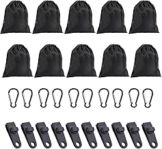 10 x Windproof Weight Bags with 10 Carabiners and Clips, Refillable, Flexible, Tool-Free, Fixing for Tablecloth, Tents, Garden, Camping (10 Pack)