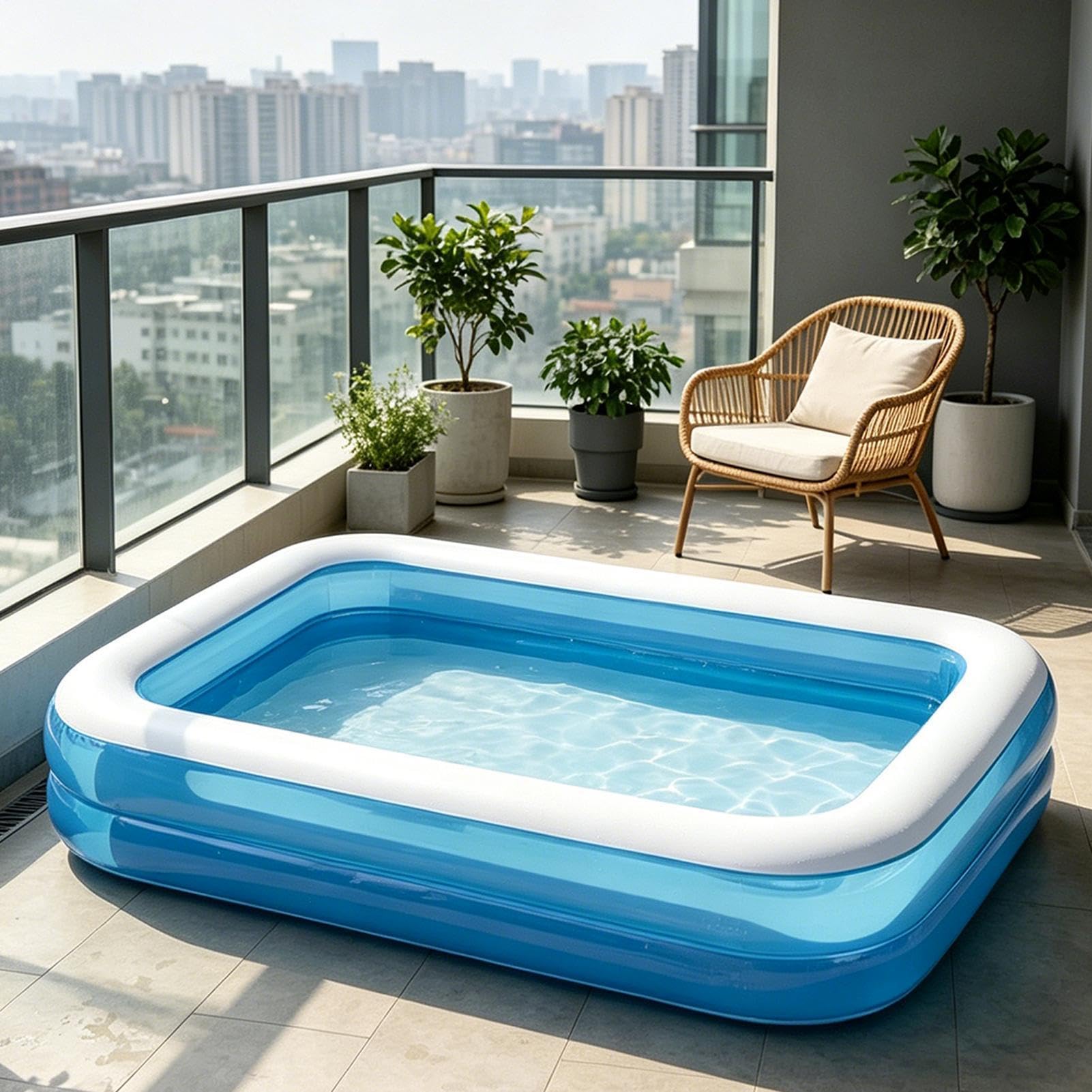 Piscina Gonfiabile per Famiglia per Bambini e Adulti 260x170x50cm | Vasca Rettangolare grandes in PVC Resistente, Centro Giochi Acquatici per Giardino, Cortile e Feste all'Aperto, Blu