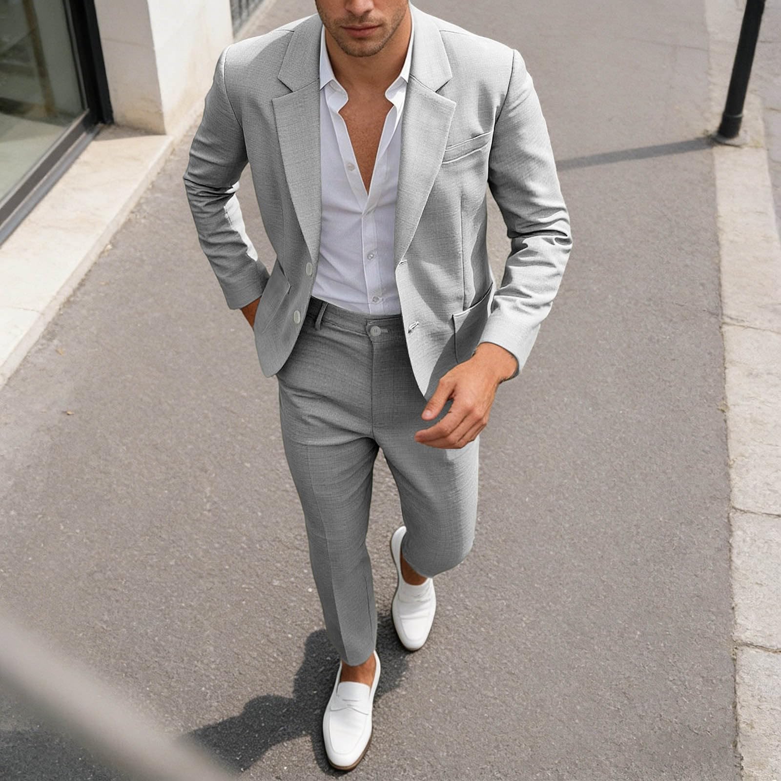 Anzug Herren 2 Teilig Slim Fit Business Herrenanzug Blazer Männer Hochzeit Regular Fit Sakko Hose Formal Suit