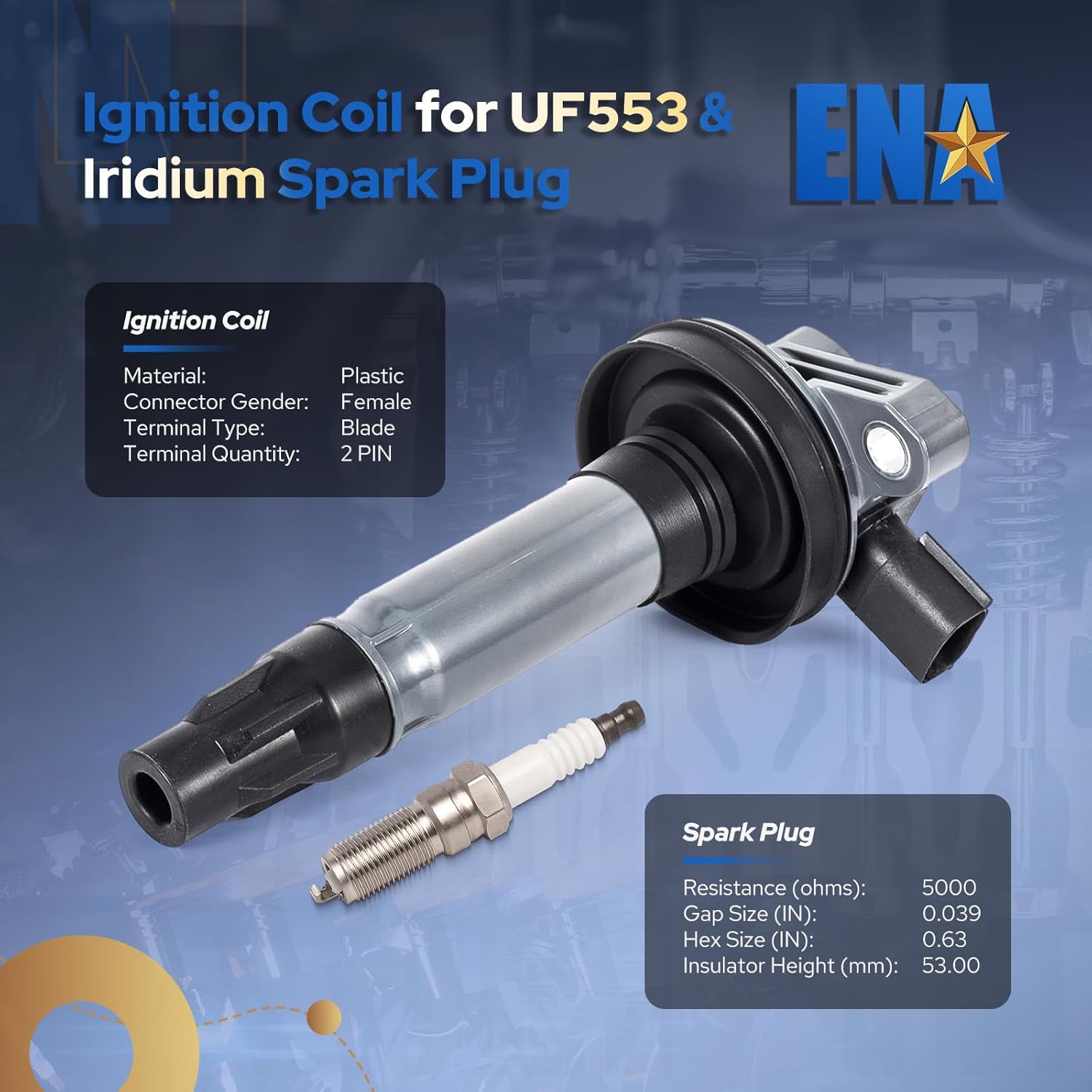 Set of 6 Ignition Coil Pack and Spark Plugs 3.7 3.5 V6 Compatible with Ford Edge Flex Taurus Lincoln MKS MKT MKZ MKX Mercury Sable 2008 2009 2010 2011 2012 2013 2014 2015 2016 Replace UF553 5019