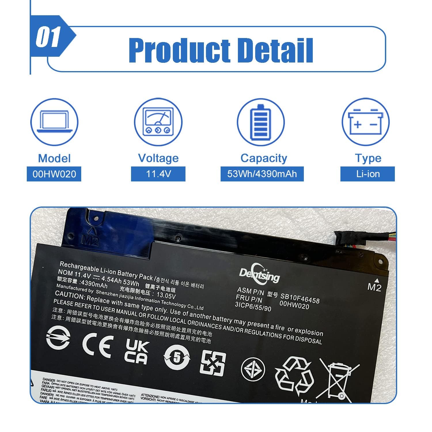 Dentsing 00HW020 Laptop battery Replace for Lenovo ThinkPad Yoga 460 20EL 20EM P40 Yoga 20GQ 20GR Yoga 14 20FY 20DM000VUS 20FY0002US S3 Yoga 14 Series Notebook 00HW021 SB10F46458 SB10F46459 11.4V 53Wh