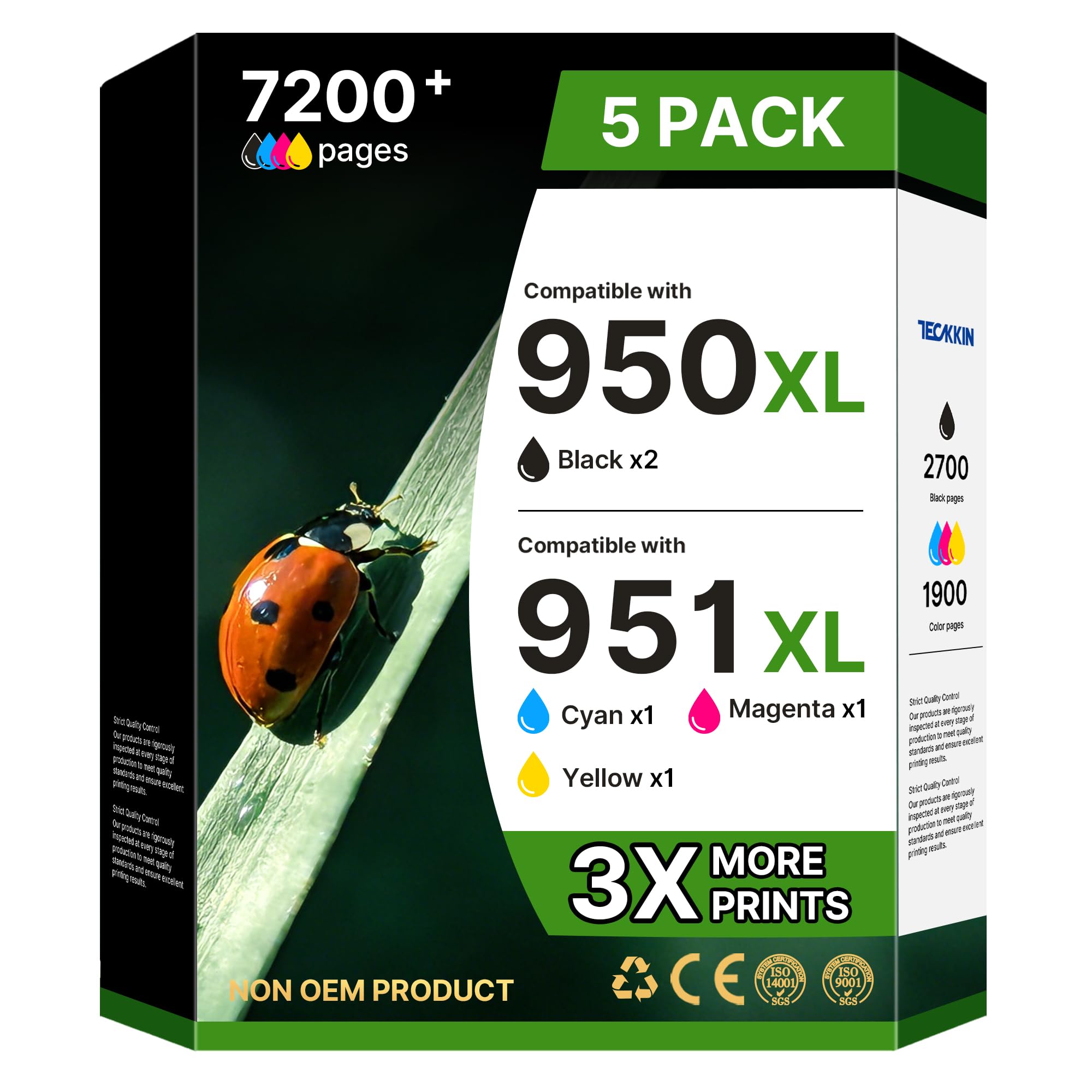 950XL 951XL Combo Pack High Yield 5-Pack Compatible for HP 950 951 Ink Cartridges Combo Pack Work with HP OfficeJet Pro 8600 8610 8620 8100 8630 8660