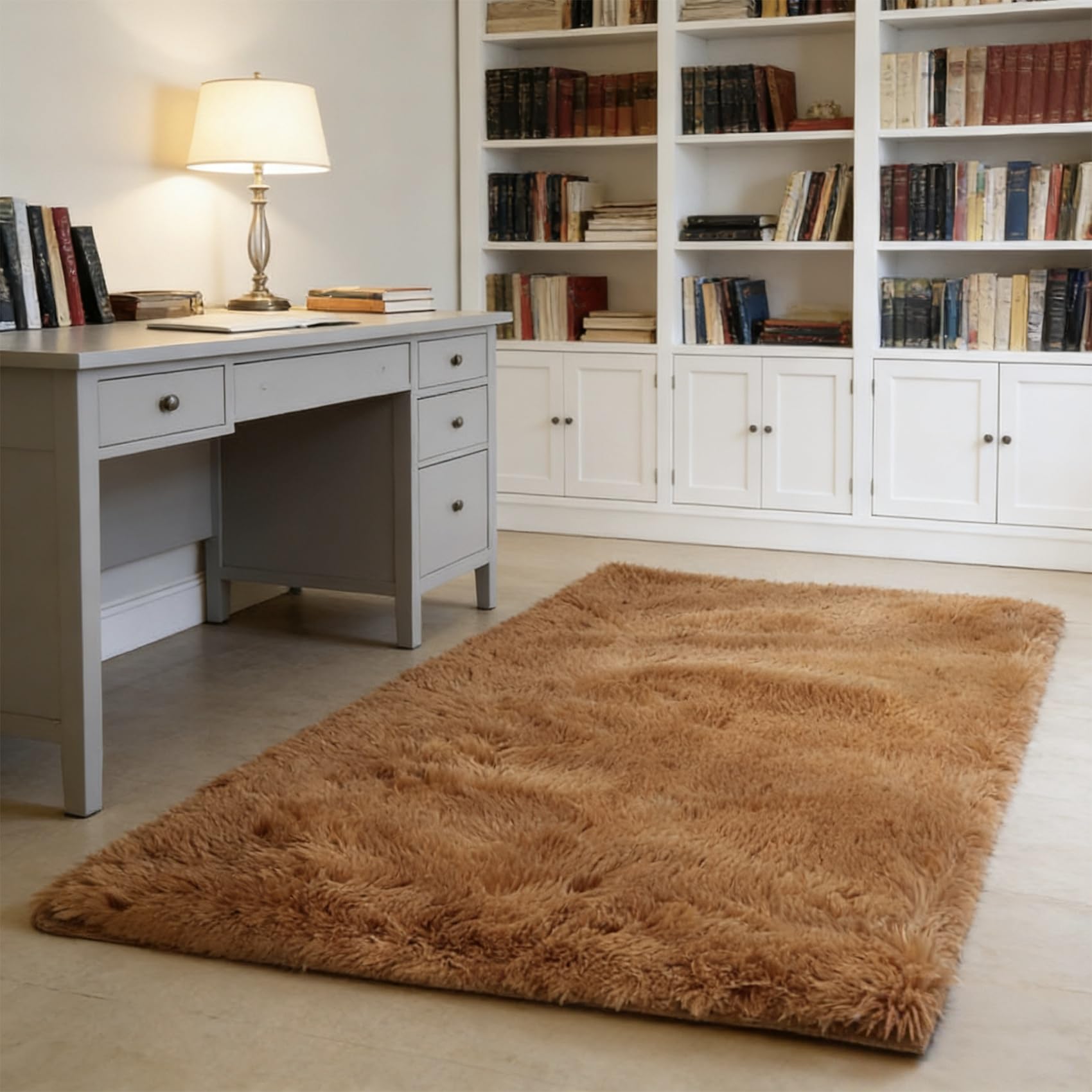 Tapis shaggy élégant marron 180 x 195 cm moderne à poils longs