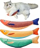 3 Pack Cat Toys Saury Fish with Catnip, Crinkle Sound & Soft Plush - 9.5 Inch Interactive Kicker Toys for Indoor Cats, Kitten Chew Toys for All Breeds (Durable & Fun Play)