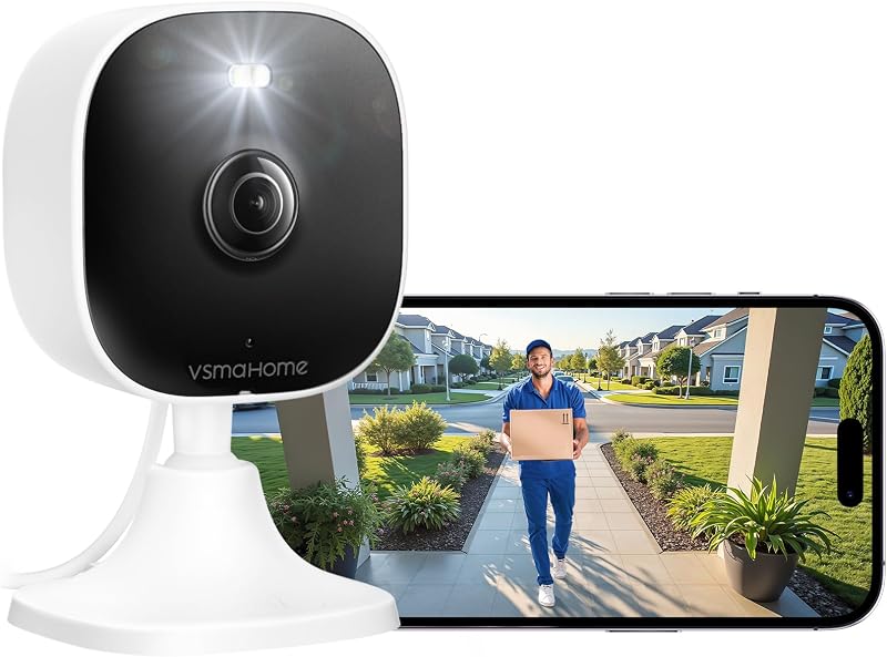 Cámaras de seguridad para el hogar de 2,5 K con audio y vídeo, cámara de seguridad interior para monitor de bebé, cámaras exteriores de 2,4 g/5 g para casa/mascota/bebé, Plug&Play, compatible con tarjeta de 128 G (no incluida), cable de 9,84 pies