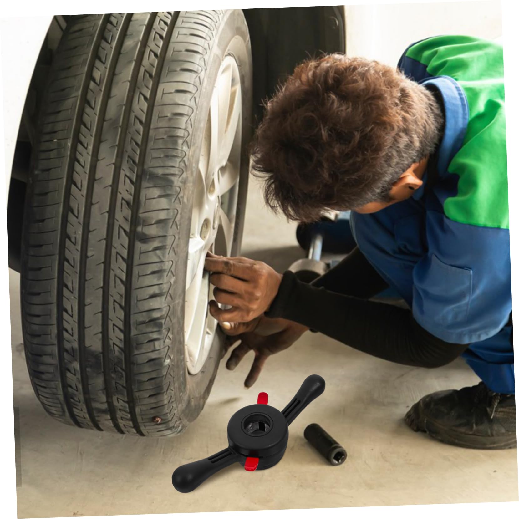 ABOOFAN Bilanciatrice per Ruote Auto Smontagomme e Bilanciatrice Attrezzo per Cambio Gomme Compatibile Albero Mozzo Ruota e Dado Farfalla Strumento Leggero e Portatile per Bilanciamento