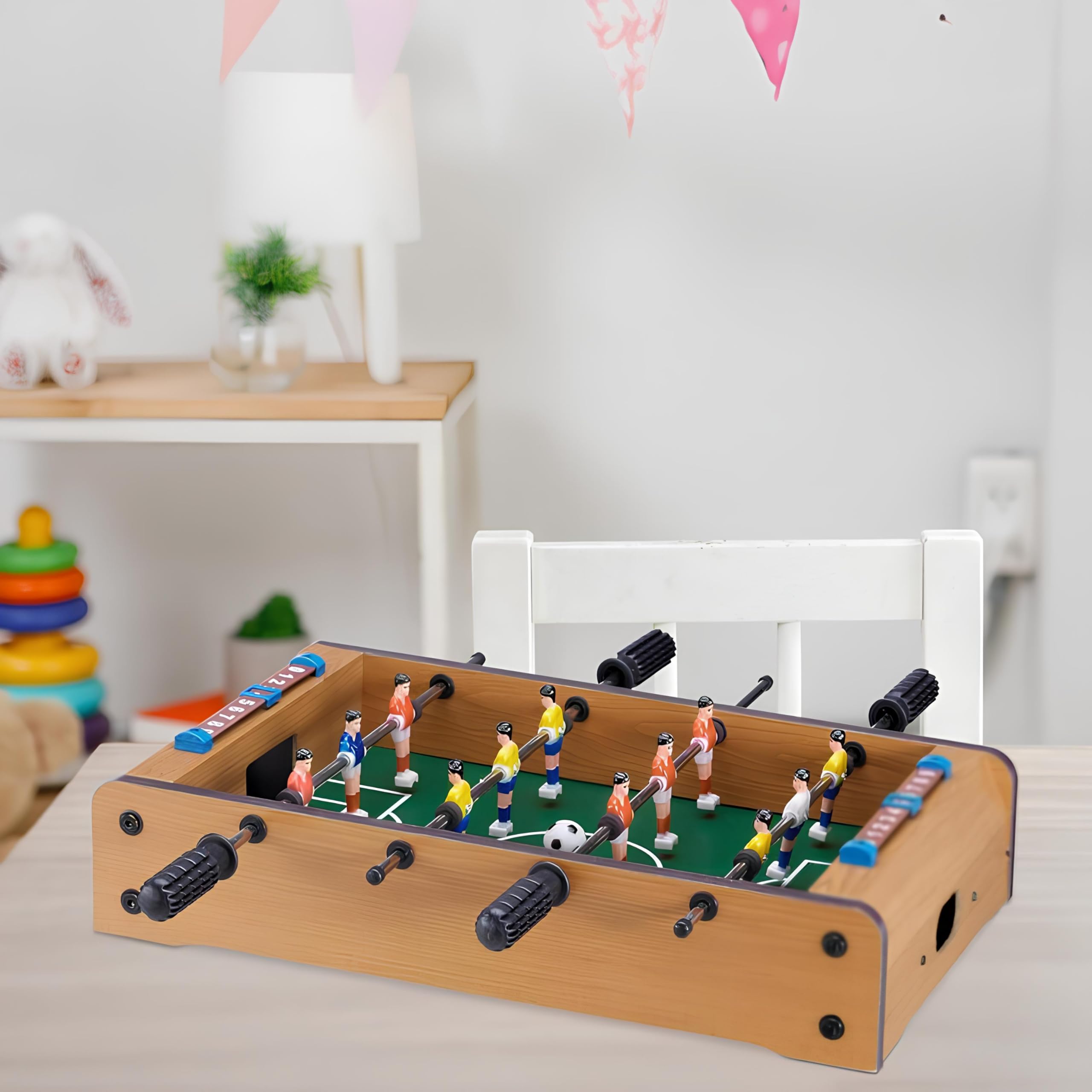 Calcetto Biliardino Calciobalilla in Legno da Tavolo cm 48,5x30x5 Calcio Balilla da Tavolo in Legno con Segnapunti Gioco Calcetto Biliardino Calcio Balilla per Bambini e Adulti Calcetti Gioco in Legna