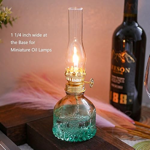 Miniatura 2 de Lámpara de aceite diminuta para chimenea, base de 1 1/4 pulgadas por 4 1/2 pulgadas de altura, lámpara de queroseno, lámpara de aceite, reemplazo de