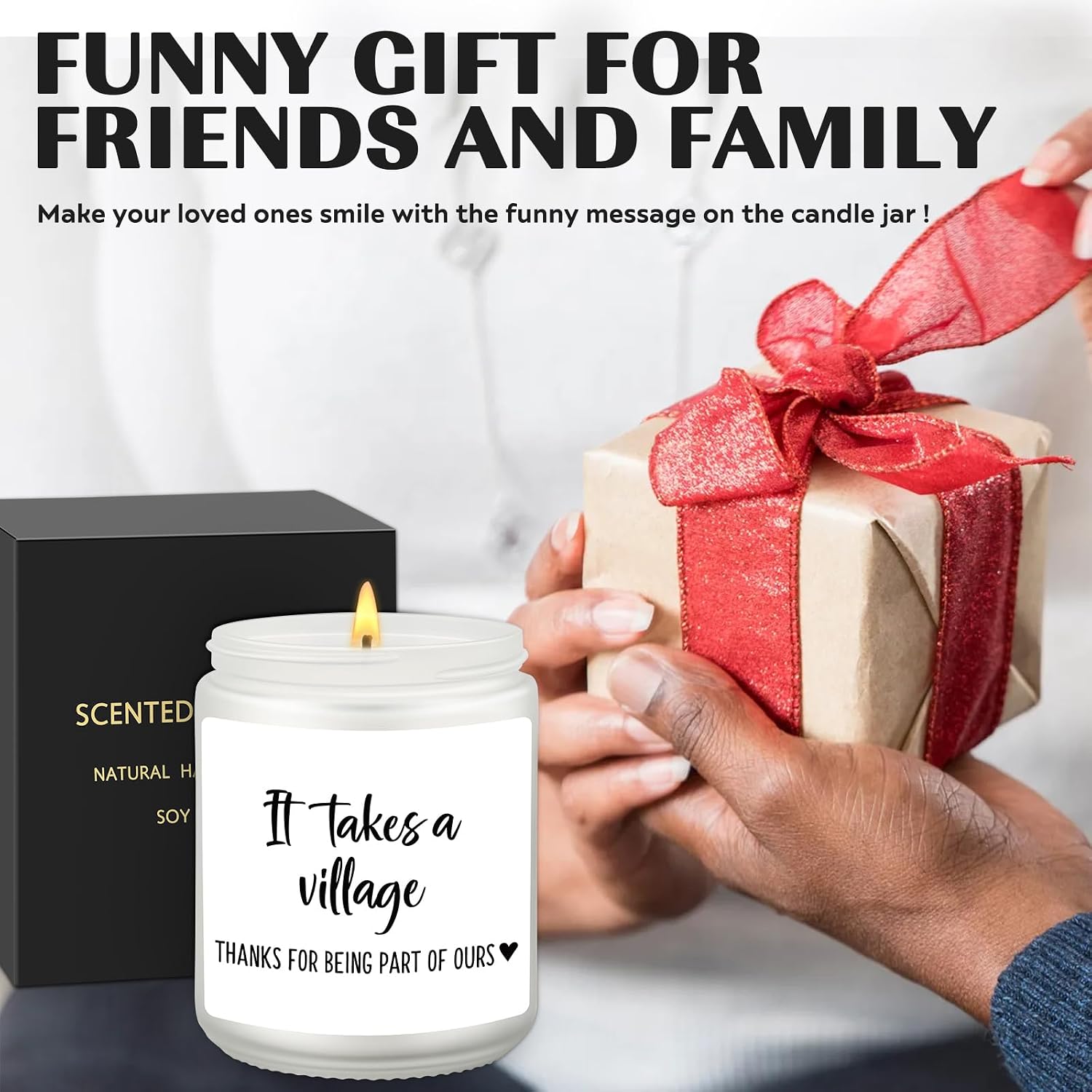 Thank You Gifts, Appreciation Candle - It Takes a Village, Thanks for Being Part of Ours, Unique Gift for Nannies, Teachers, Babysitters, Coaches, Friends, Coworkers, Bosses, Gift for Grandparents