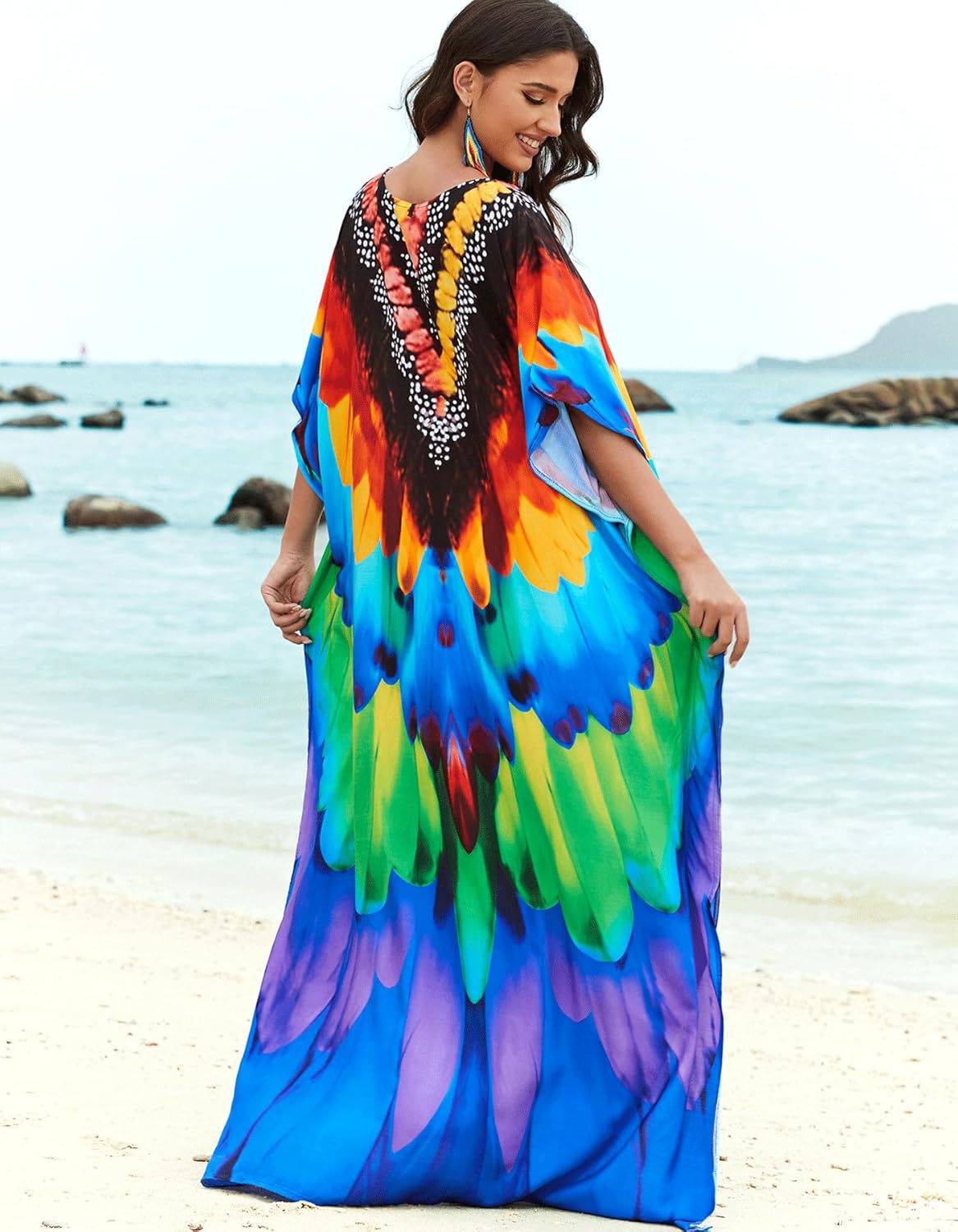 Women's Plus Size Beach Lounge Kaftan Maxi Dress Swimsuit Coverup for Women - Image 4