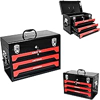 Vista 14 de Caja de herramientas portátil de metal con 4 cajones, caja de herramientas de acero de 53 cm con cerradura de llave y cierre de pestillo, caja