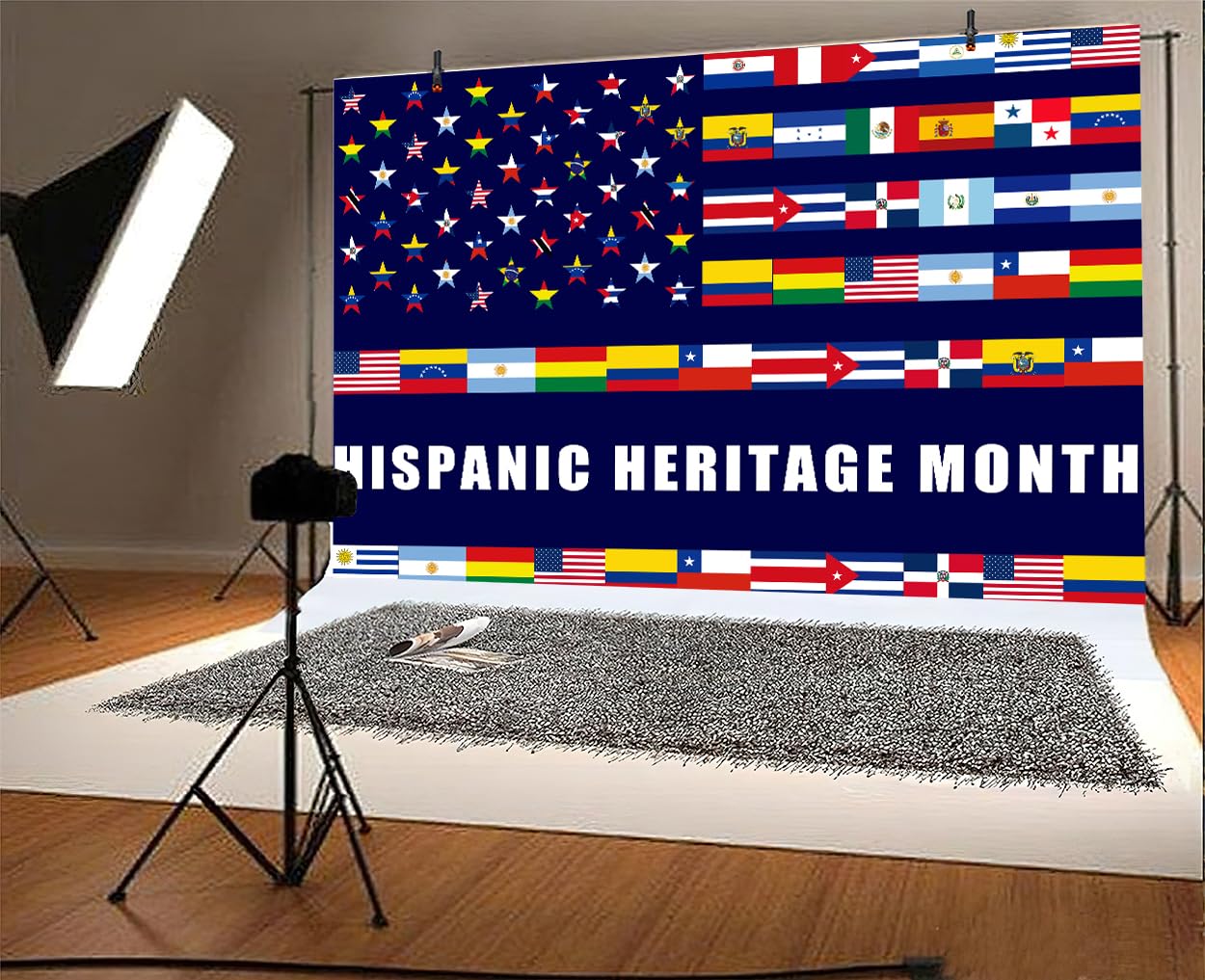 Mindsoft Hispanic Heritage Month Banner – 1,8x1,1 M, Nylon, Mit Flaggen & Blumen
