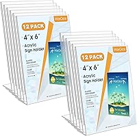 Vista 9 de MaxGear Soporte para letreros de 4 x 6 pulgadas, soporte de acrílico inclinado para letreros de plástico, soporte de papel transparente, exhibición