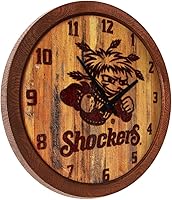 Vista 512 de The Fan-Brand NCAA Oklahoma Sooners: Faux Barrel Top Wall Clock Sports Team Bar Sign Décor - Home Man Cave, Party Decoration - Made On Demand