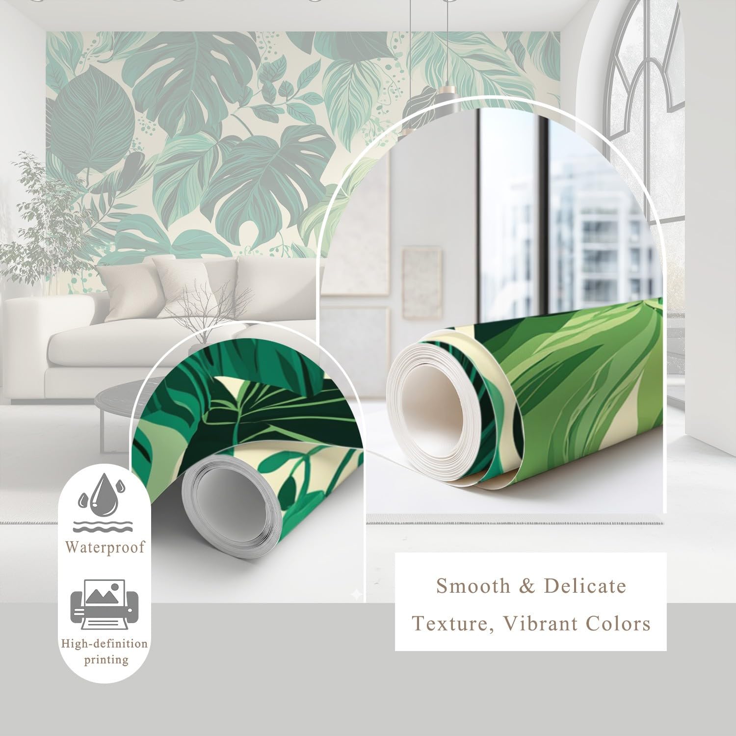 Générique Tapeta botaniczna, świeża, zielona panoramiczna tapeta monstera, liana do salonu sypialnia olbrzymia salon, dekoracja ścienna do salonu sypialni
