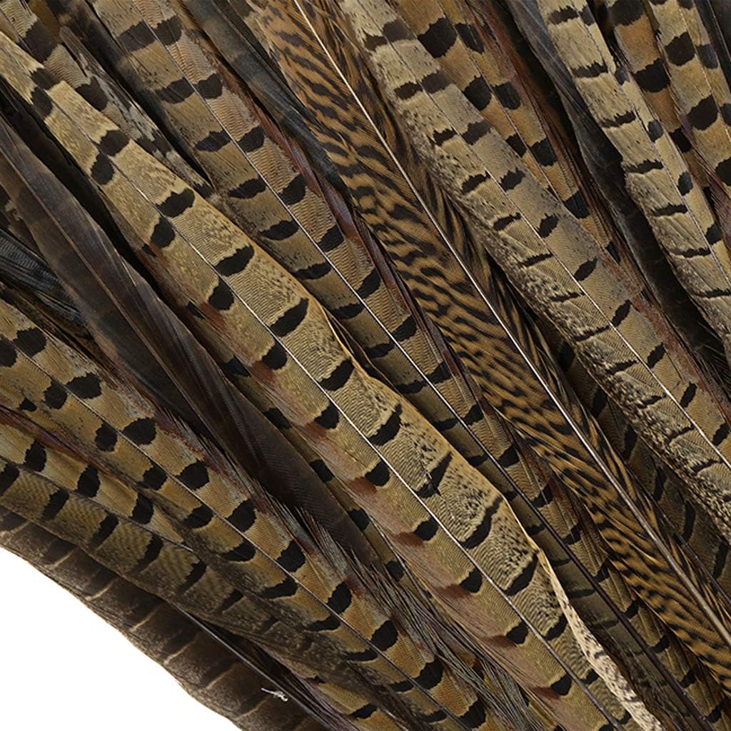ZUCKER Pheasant Tail Feather Craft Supplies - 14-18" Golden Brown DIY Home Decor 100pcs