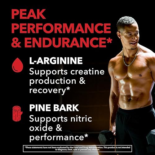 Miniatura 3 de Potente suplemento de óxido nítrico de fórmula 2X con 1,800 mg de L-arginina y 100 mg de corteza de pino francés, para rendimiento y resistencia