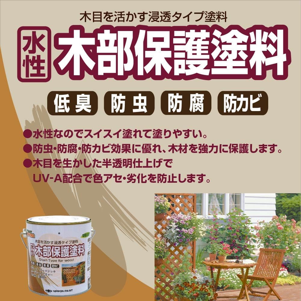 【未開封】水性塗料３L　ウォルナット　ウッドデッキなどに！！ Amazon | ニッペ ペンキ 塗料 水性木部保護塗料 3L ウォルナット 水性